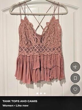 Free People Adella Cami Pink Lace Camisole